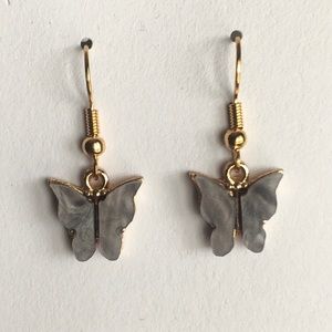Gray Butterfly Earrings